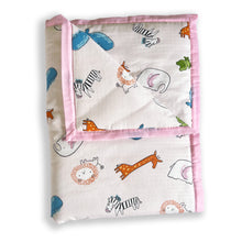 Load image into Gallery viewer, Animal Safari - Muslin Blanket / Comforter/ Quilt - Pink - Oranges and Lemons