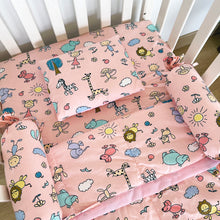 Load image into Gallery viewer, Animals - 5 Piece Crib Bedding Set - Pink - Oranges and Lemons