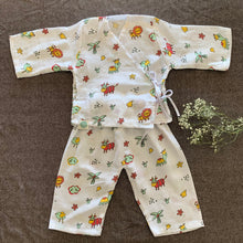 Load image into Gallery viewer, Bamboo Muslin Night Suit | Kimono Set | Animal Print - Oranges and Lemons