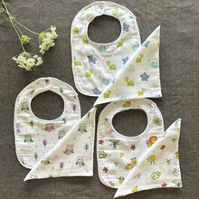Load image into Gallery viewer, Bamboo Muslin Baby Bib and Wash Cloth Set - Set of 3 - Oranges and Lemons