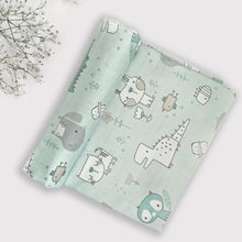 Load image into Gallery viewer, Organic Muslin Baby Swaddles | Aqua & Beige | Set of 4 - Oranges and Lemons