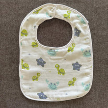 Load image into Gallery viewer, Bamboo Muslin Baby Bib and Wash Cloth Set - Turtle Print (Set of 2) - Oranges and Lemons