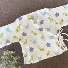 Load image into Gallery viewer, Bamboo Muslin Night Suit | Kimono Set | Turtle Print - Oranges and Lemons