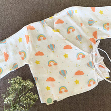 Load image into Gallery viewer, Bamboo Muslin Night Suit | Kimono Set | Rainbow Print - Oranges and Lemons