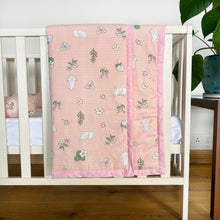 Load image into Gallery viewer, Happy Bunny - Muslin Cot Bedding Gift Set - Set of 4 - Oranges and Lemons