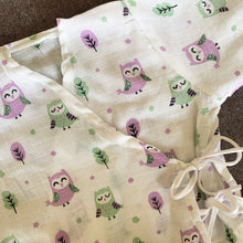 Load image into Gallery viewer, Bamboo Muslin Night Suit | Kimono Set | Owl Print - Oranges and Lemons