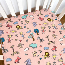 Load image into Gallery viewer, Animals - 5 Piece Crib Bedding Set - Pink - Oranges and Lemons
