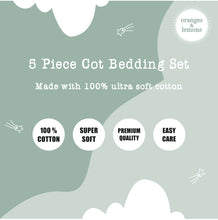 Load image into Gallery viewer, Mouse in the House - 5 Piece Crib Bedding Set - Off White - Oranges and Lemons