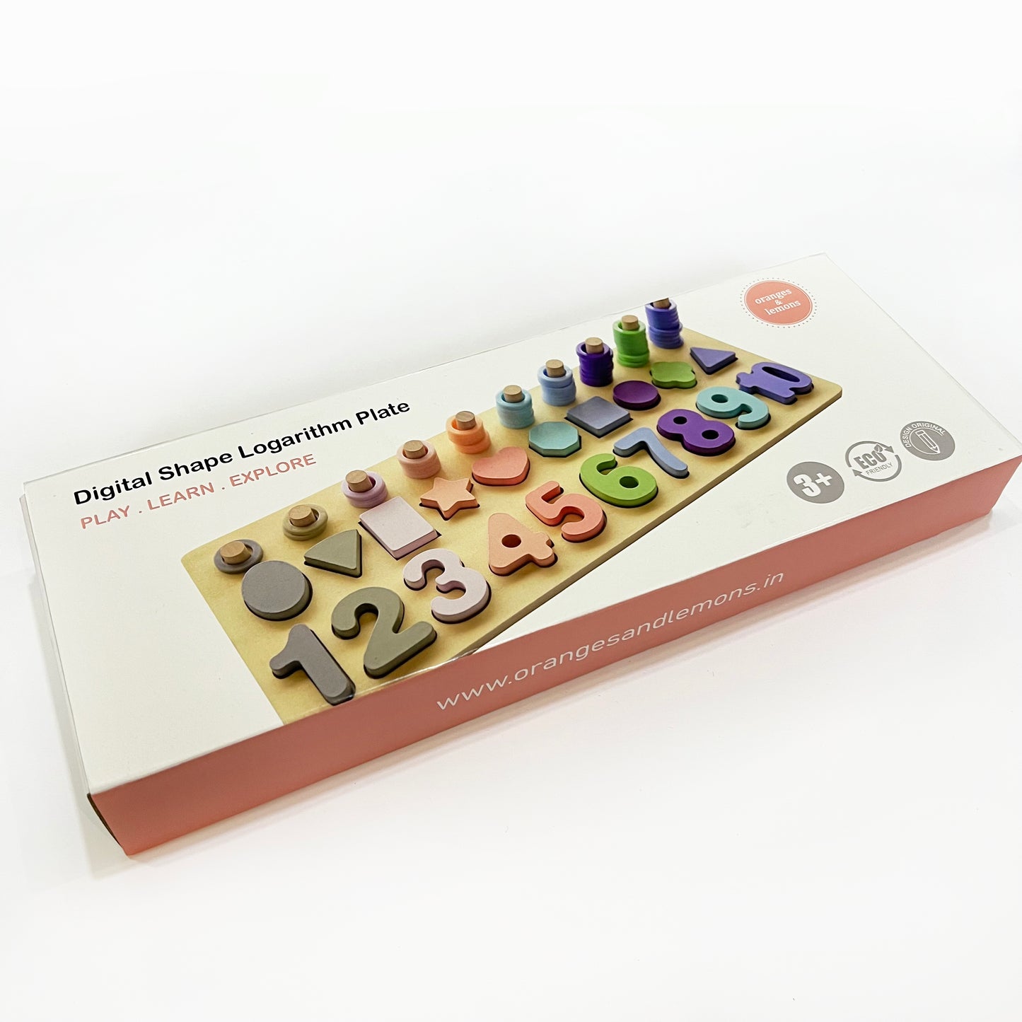 Digital Shape Logarithm Plate - Wooden Toys for Kids - Eco-friendly toys - 36 months + - Oranges and Lemons