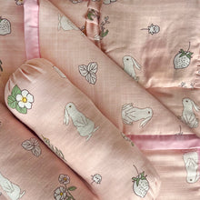 Load image into Gallery viewer, Happy Bunny - Muslin Cot Bedding Gift Set - Set of 4 - Oranges and Lemons