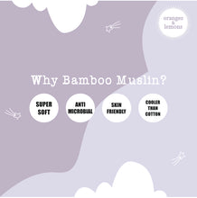 Load image into Gallery viewer, Bamboo Muslin Swaddles | Set of 2 | White - Oranges and Lemons