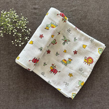 Load image into Gallery viewer, Bamboo Muslin Swaddles | Set of 4 | White - Oranges and Lemons