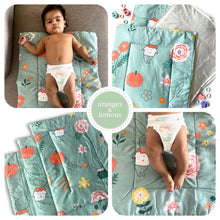 Load image into Gallery viewer, Bunny Love Re-usable diaper changing mat - Set of 3 - Oranges and Lemons