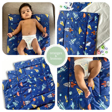Load image into Gallery viewer, Outer Space Re-usable diaper changing mat - Set of 3 - Oranges and Lemons