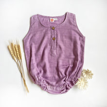 Load image into Gallery viewer, Organic Muslin Romper - Purple - Oranges and Lemons