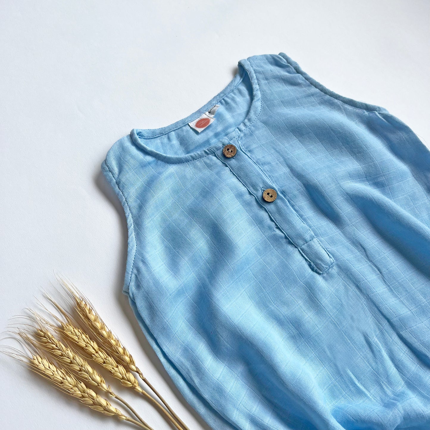 Organic Muslin Romper - Blue - Oranges and Lemons