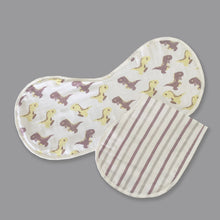Load image into Gallery viewer, Dancing Dinosaurs - Organic Muslin Burpy Bibs (Set of Two) - Oranges and Lemons