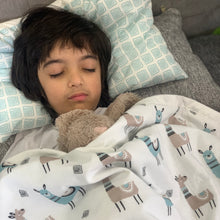 Load image into Gallery viewer, Lovely Llamas - Organic Kids Blanket - Oranges and Lemons