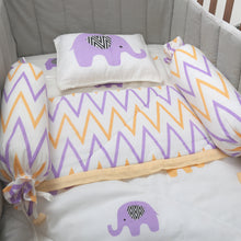 Load image into Gallery viewer, Enchanting Elephants - Organic Cot Bedding Sets - Oranges and Lemons