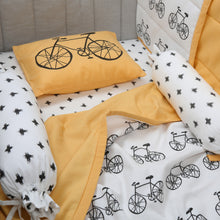 Load image into Gallery viewer, Ting-a-Ling... Let's go Cycling - Organic Cot Bedding Set - Oranges and Lemons