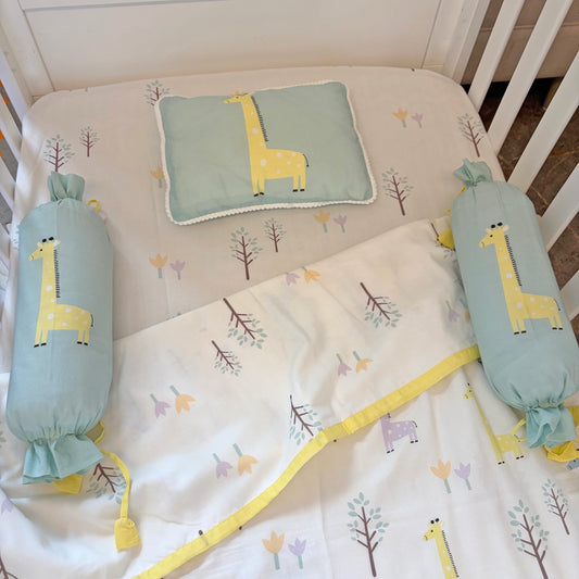 Giraffe Safari - Organic Cot Bedding Set with Dohar - Oranges and Lemons