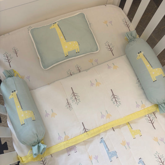 Giraffe Safari - Organic Cot Bedding Set with Quilt - Oranges and Lemons