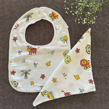 Load image into Gallery viewer, Bamboo Muslin Baby Bib and Wash Cloth Set - Animal Print (Set of 2) - Oranges and Lemons
