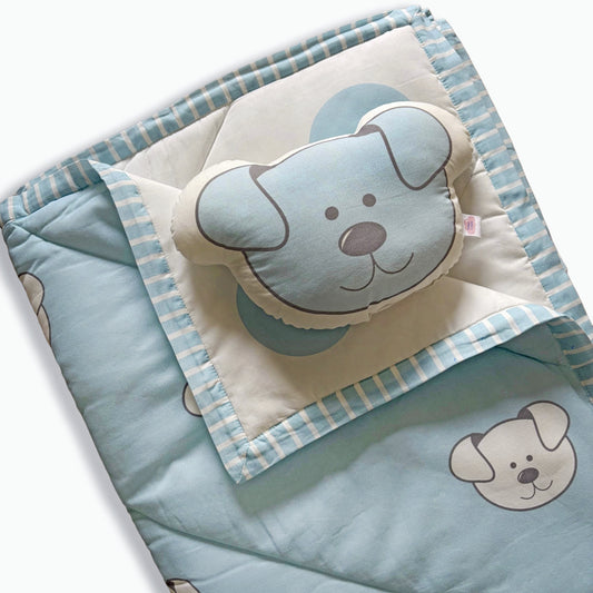 Pawfect Puppy — Organic Cotton Quilt & Plushie Set