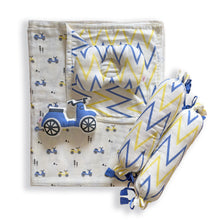 Load image into Gallery viewer, Little Rider - Organic Muslin Cot Bedding Gift Set - Set of 4 - Oranges and Lemons
