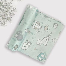 Load image into Gallery viewer, Organic Muslin Baby Swaddles | Aqua &amp; Beige | Set of 4 - Oranges and Lemons
