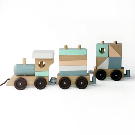 Wooden Block Train - Wooden Toy Train - Eco-friendly Toys- 24+ months - Oranges and Lemons