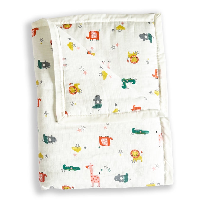 Cute Animals - Muslin Blanket / Comforter/ Quilt - Oranges and Lemons