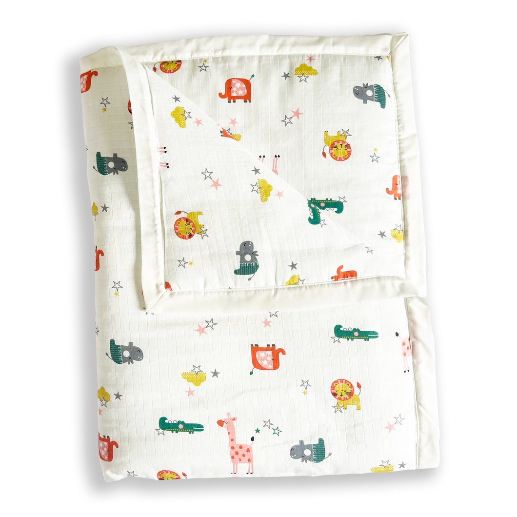 Cute Animals - Muslin Blanket / Comforter/ Quilt - Oranges and Lemons