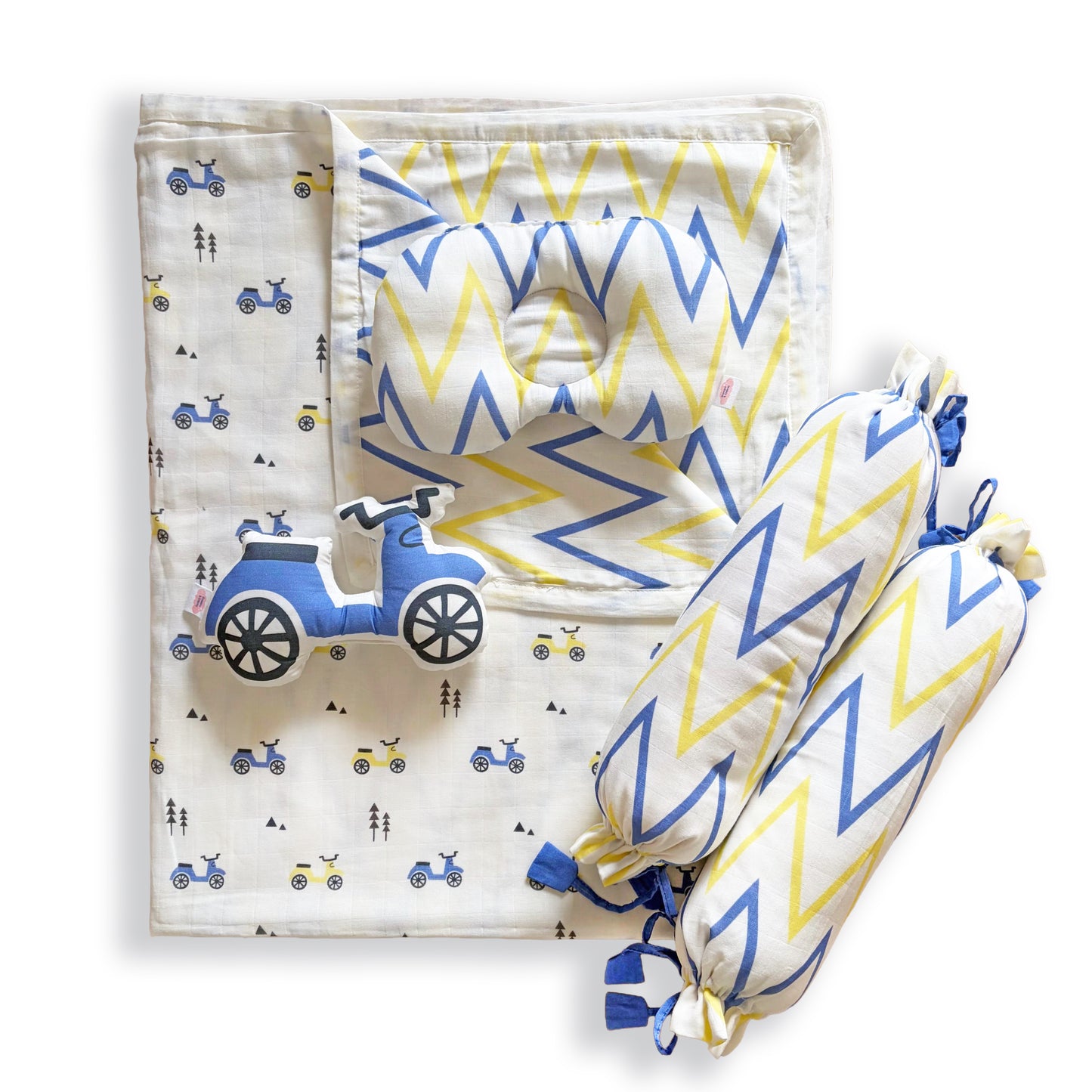 Little Rider - Organic Muslin Cot Bedding Gift Set - Set of 5 - Oranges and Lemons