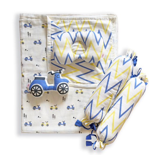 Little Rider - Organic Muslin Cot Bedding Gift Set - Set of 5