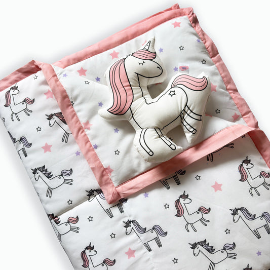 Unicorn Dreams — Organic Cotton Quilt & Plushie Set