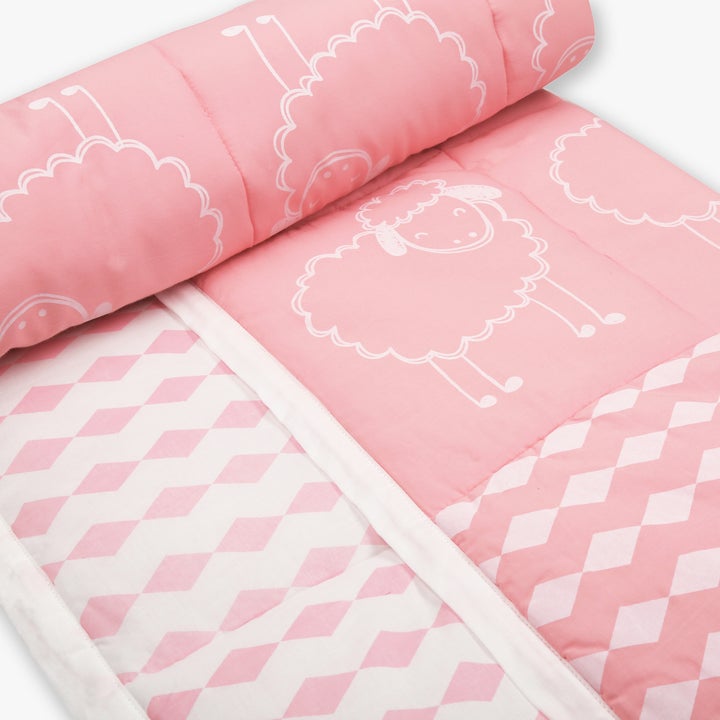 Baa...Baa...Pink Sheep - Organic Cot Bedding Set with Quilt - Set of 5