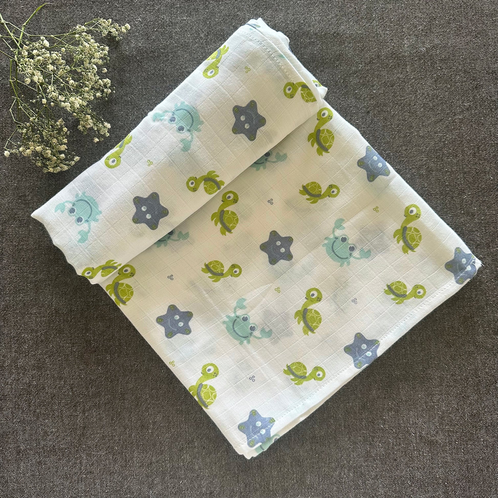 Bamboo Muslin Swaddles | Set of 4 | White - Oranges and Lemons