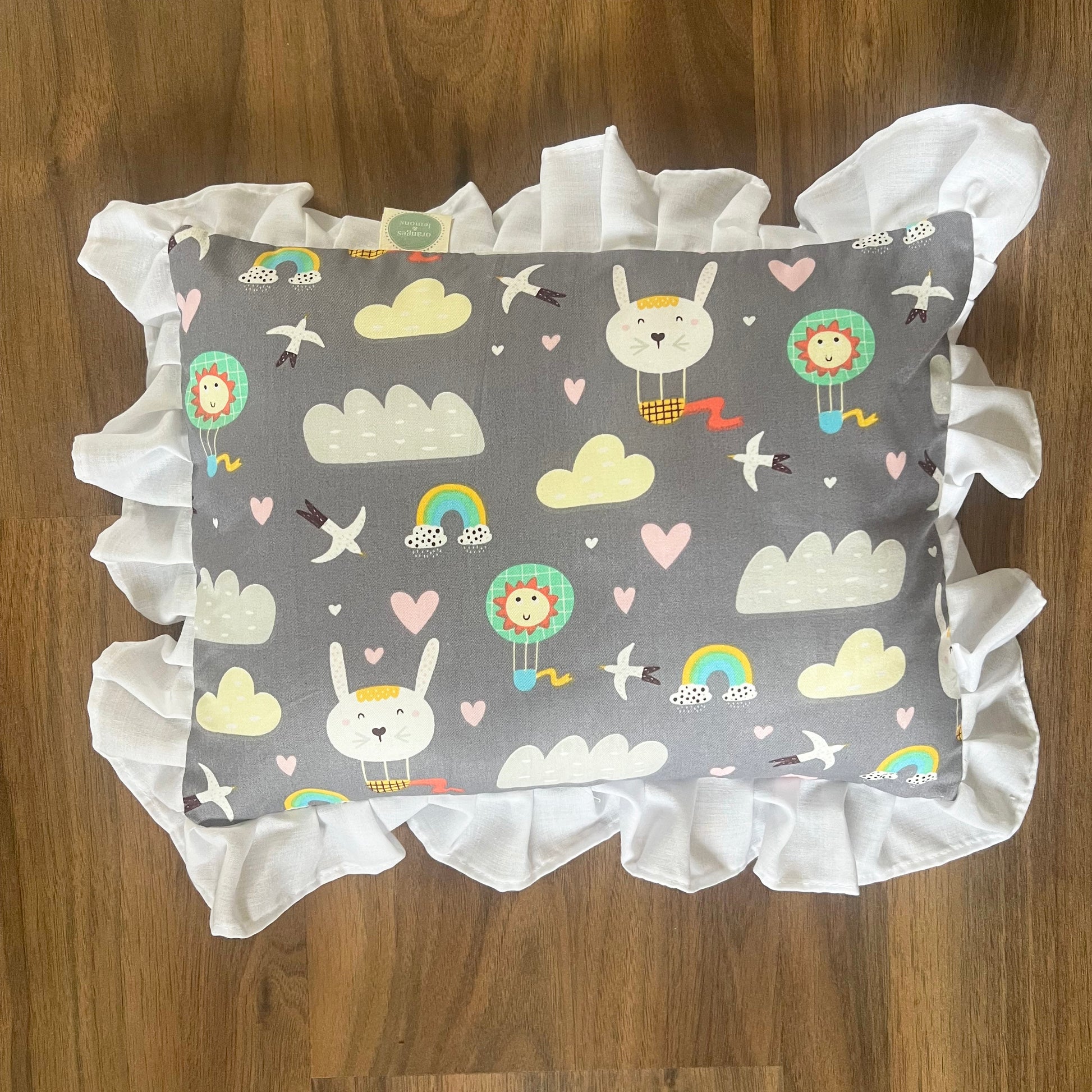 Baby Pillow and Bolster Cushions Set - Grey - Oranges and Lemons
