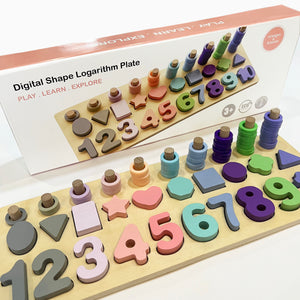 Digital Shape Logarithm Plate - Wooden Toys for Kids - Eco-friendly toys - 36 months + - Oranges and Lemons