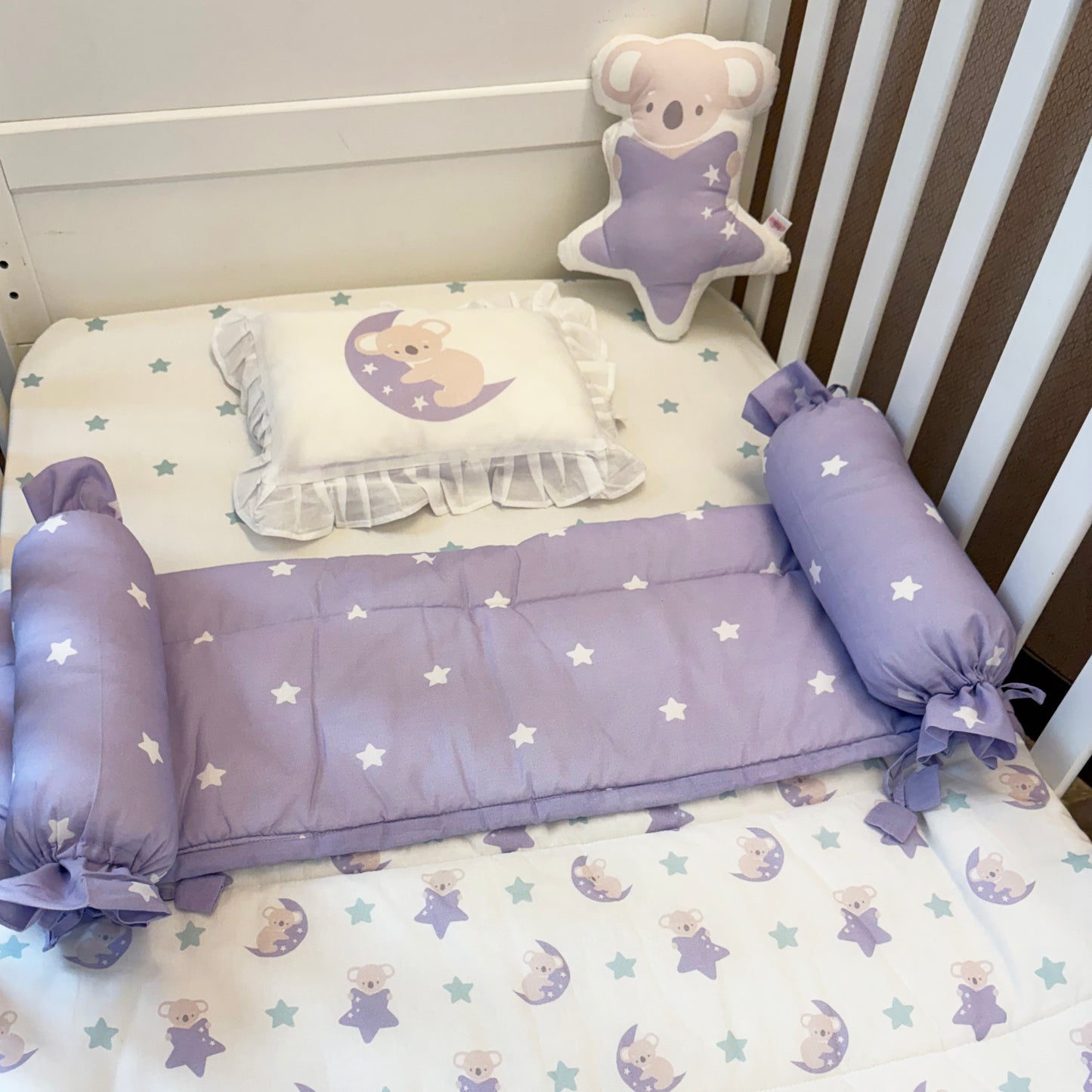 Dreamy Koala - Organic Cot Bedding Set with Quilt - Oranges and Lemons