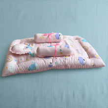 Load image into Gallery viewer, Gadda Set with Bolsters - Set of 4 - Pink - Oranges and Lemons
