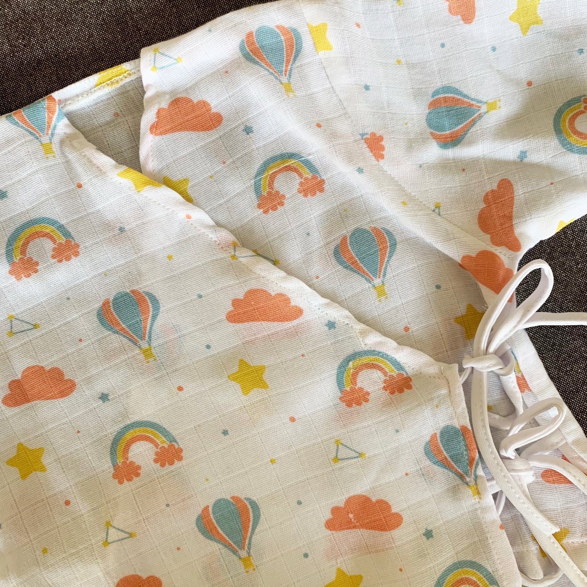 Bamboo Muslin Night Suit | Kimono Set | Rainbow Print - Oranges and Lemons