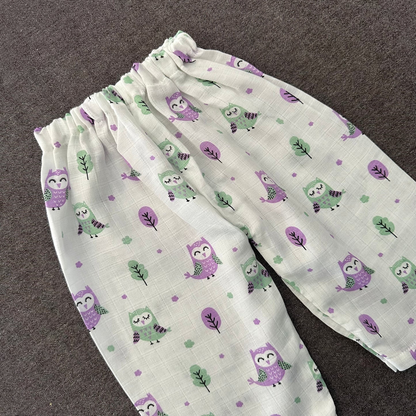 Bamboo Muslin Night Suit | Pyjama Set | Owl Print | 6 - 12 m