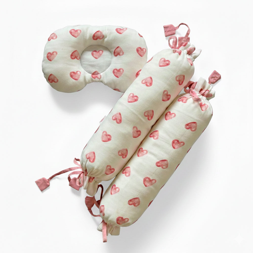 Flamingo Love - Organic Muslin Cot Bedding Gift Set - Set of 4 - Oranges and Lemons