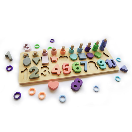 Digital Shape Logarithm Plate - Wooden Toys for Kids - Eco-friendly toys - 36 months + - Oranges and Lemons