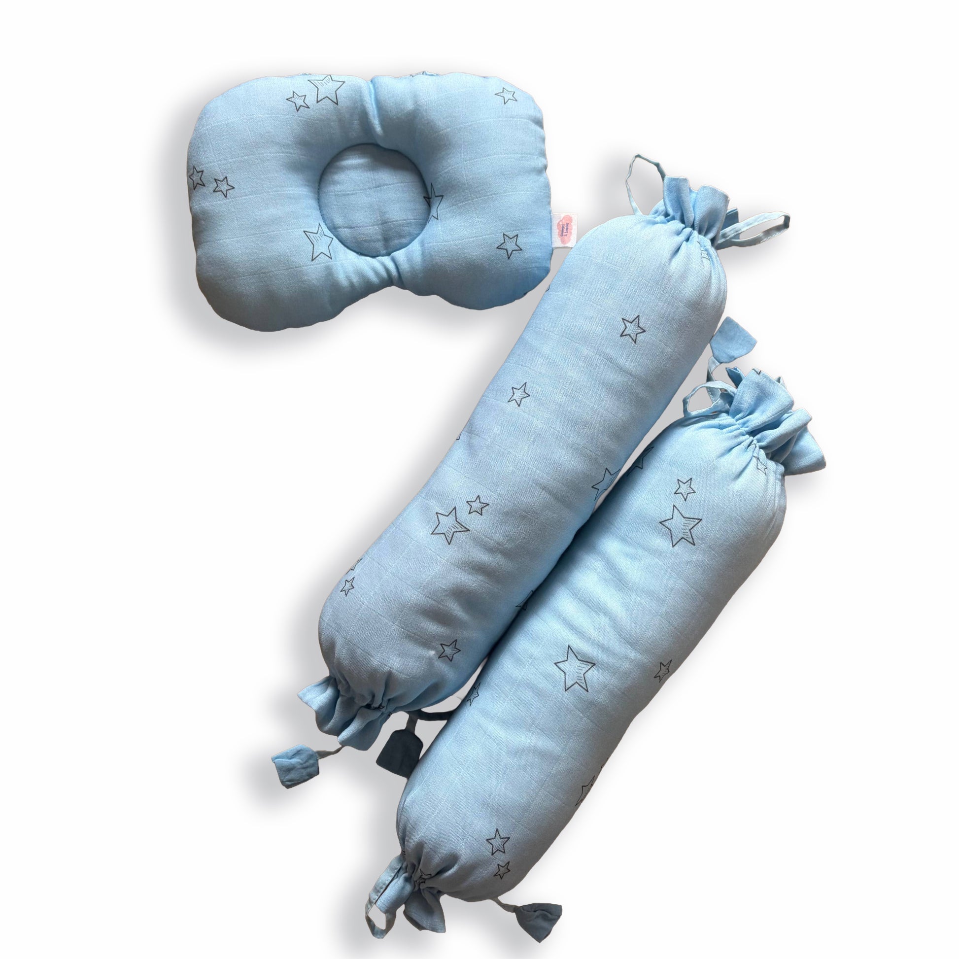 Twinkle Dreams - Organic Muslin Cot Bedding Gift Set - Set of 4 - Blue - Oranges and Lemons
