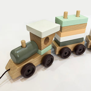 Wooden Block Train - Wooden Toy Train - Eco-friendly Toys- 24+ months - Oranges and Lemons