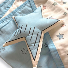 Load image into Gallery viewer, Twinkle Dreams - Organic Muslin Cot Bedding Gift Set - Set of 4 - Blue - Oranges and Lemons
