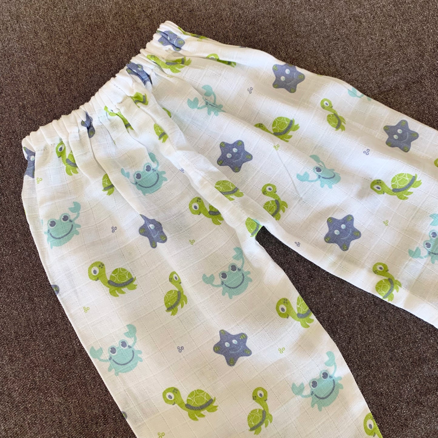 Bamboo Muslin Night Suit | Kimono Set | Turtle Print - Oranges and Lemons